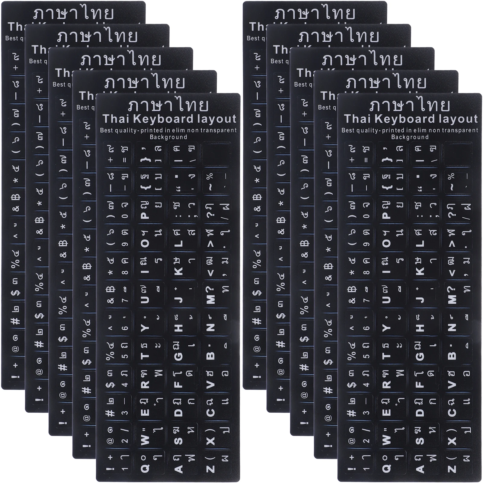 

10 Pcs Thai Keyboard Stickers Typing Cover Wireless PVC Letter Computer Language