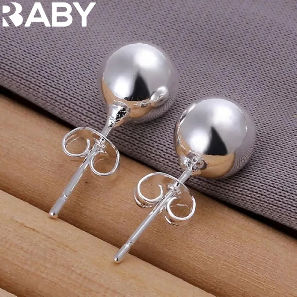 fashion 8mm Beads popular product women charm 925 sterling silver wedding Earring stud lady cute Jewelry