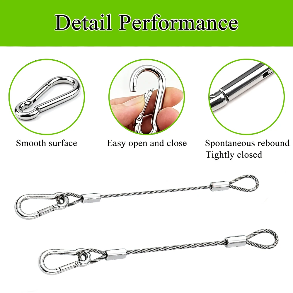 Stainless Steel Wire Rope With M4 Mountain Buckle at Both Ends 1.5mm -2mm Used For Hanging Chan Deliers Signsand art Decoration