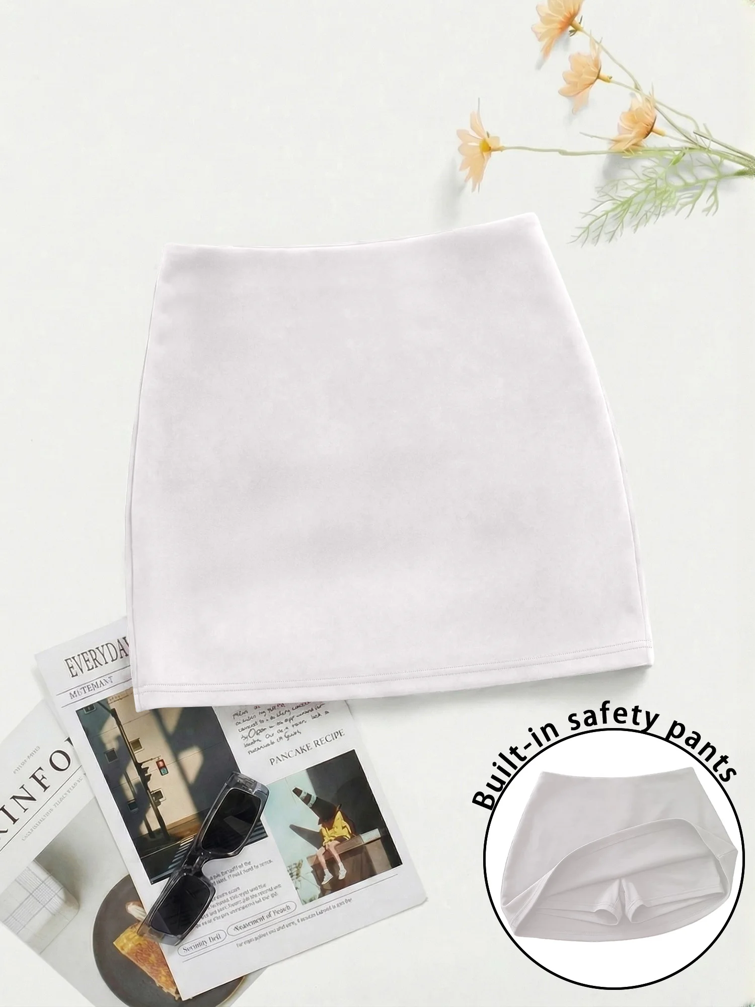 Ultra-Stretchy Bodycon Skort, Form-Fitting Mini Skirt with Built-in Shorts, No See-Through Design