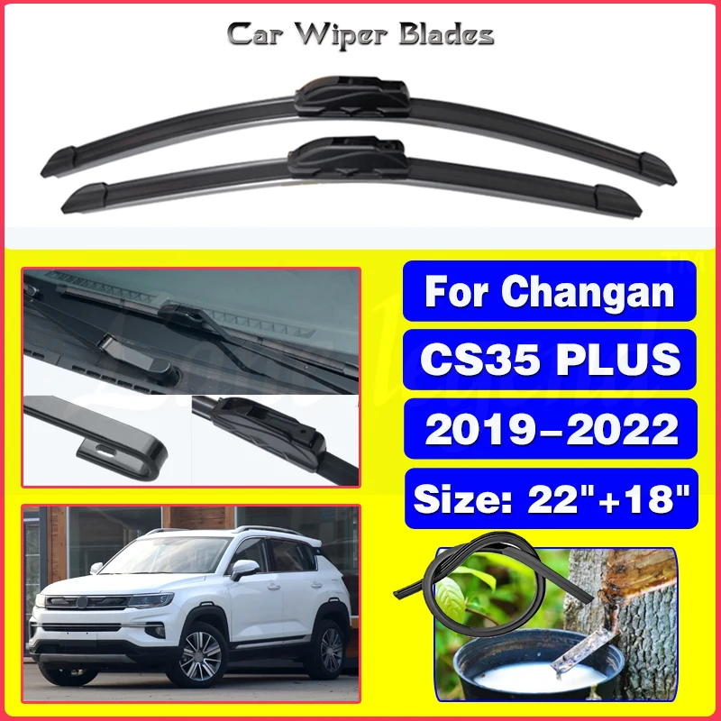 

For Changan CS35 plus 2019 - 2022 Car Front Wiper Blades Soft Rubber Windscreen Wipers Auto Windshield 22"+18" 2020 2021 2022