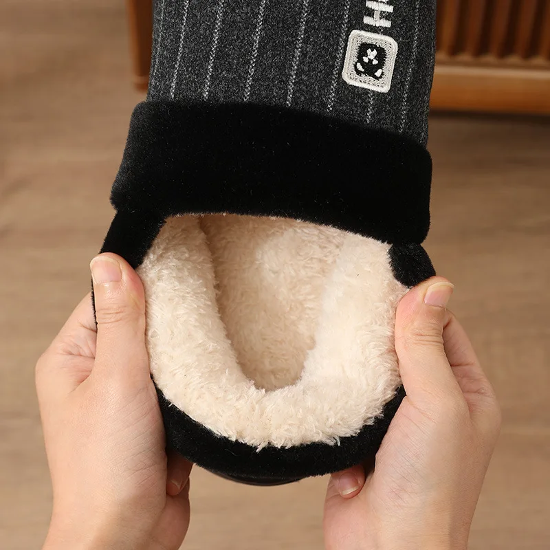 Herren Extra Große Größe 40-51 Warme Plüsch-Winterhausschuhe Dicke Sohle Rutschfeste Indoor-Hausschuhe – Detail 14