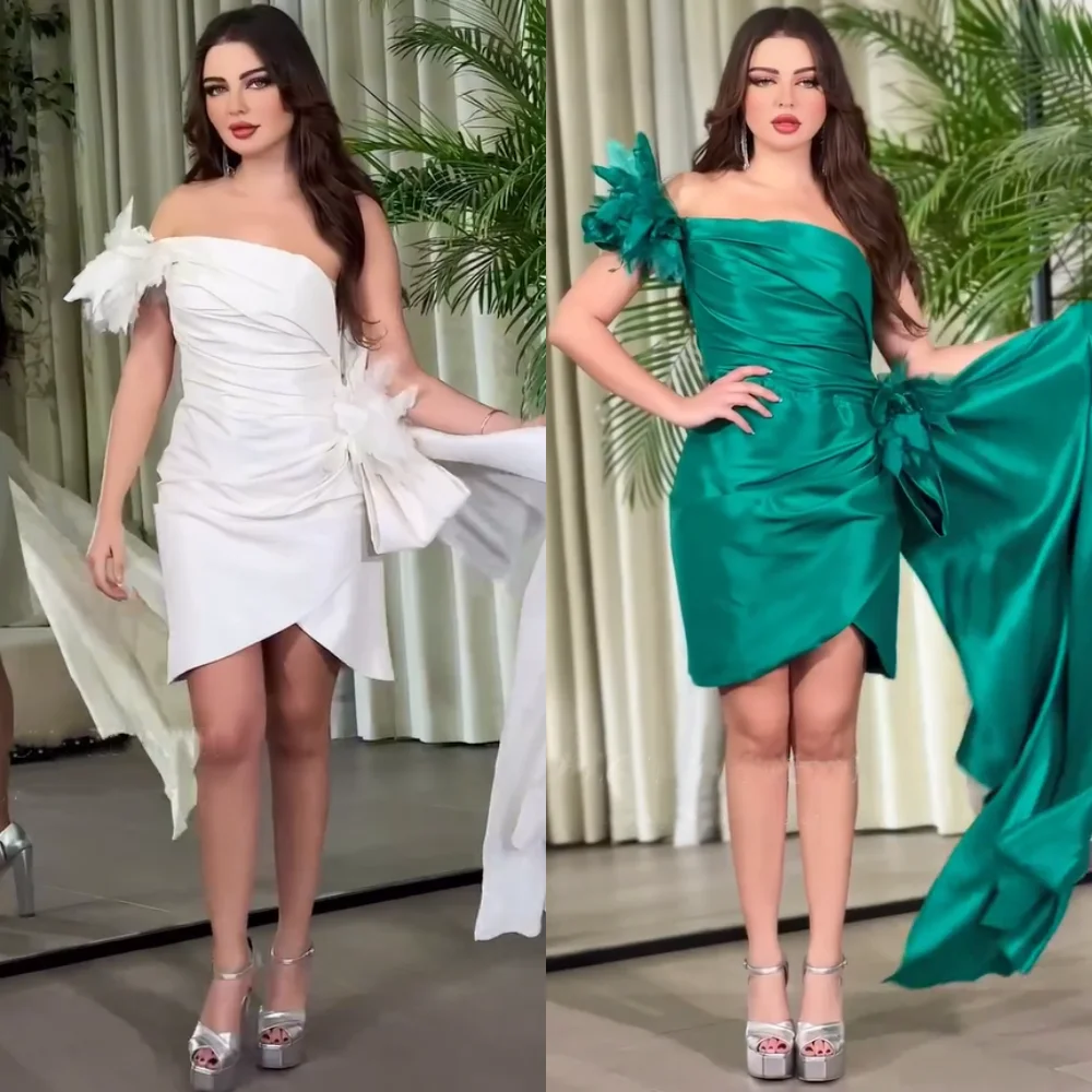 Vestidos curtos de um ombro com bainha plissada estilo chinês personalizado ocasião sob medida requintado estilo chinês pastrol