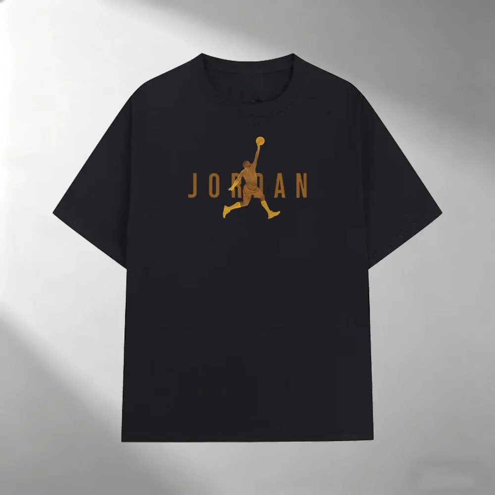 Men Pure Cotton T Shirt JORDAN Basketball Dunk Print Short Sleeve Top Casual Streetwear Sports Loose Comfortable Male Summer Tee