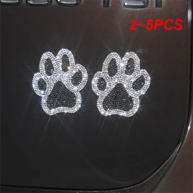 2~5PCS Paw Print Stickers Crystal Car Decoration Stickers Bling Rhinestone Paw Decals Dog Cat Footprint Stickers With