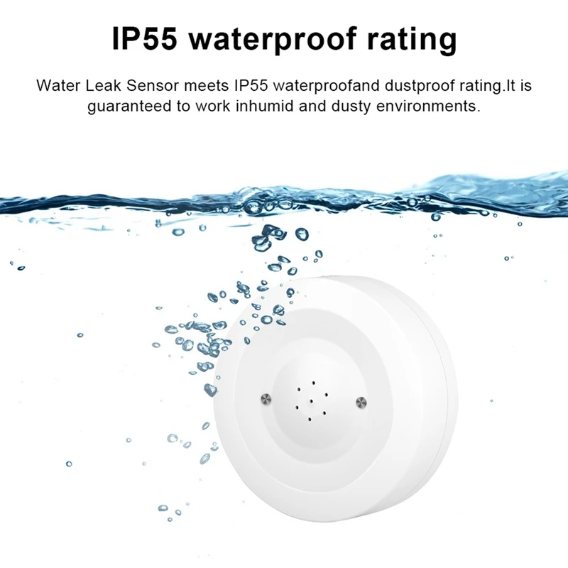 Tuya Wifi Sensor de fugas de agua Detector de fugas de inundación con alarma de sonido 80Db IP55 Sensor de agua impermeable Monitor remoto