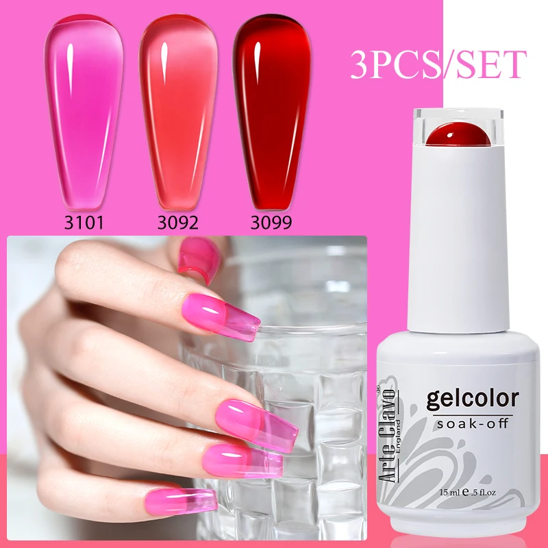 Arte Clavo 3PCS Set Gel Nagellack Frühling Sommer Gelee Farbe Nail art DIY Semi Permanent Polnischen Maniküre Soak Off UV Nagel Gel