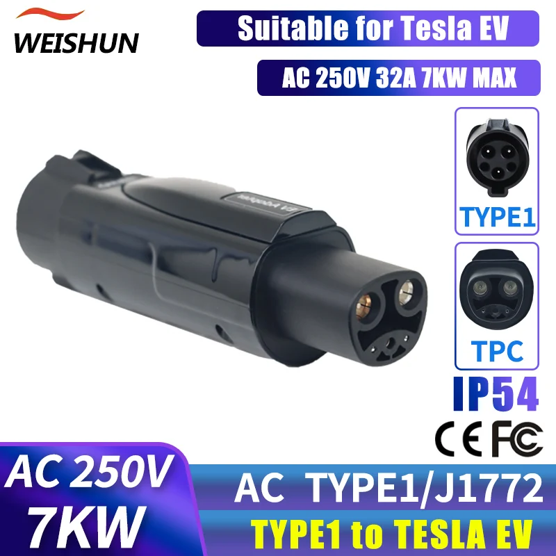 

Type1 to Tesla EV Adapter Electric Vehicle Charger Connecter for 16A/32A Type1 Charger to Tesla/TPC Electric Car Adapter