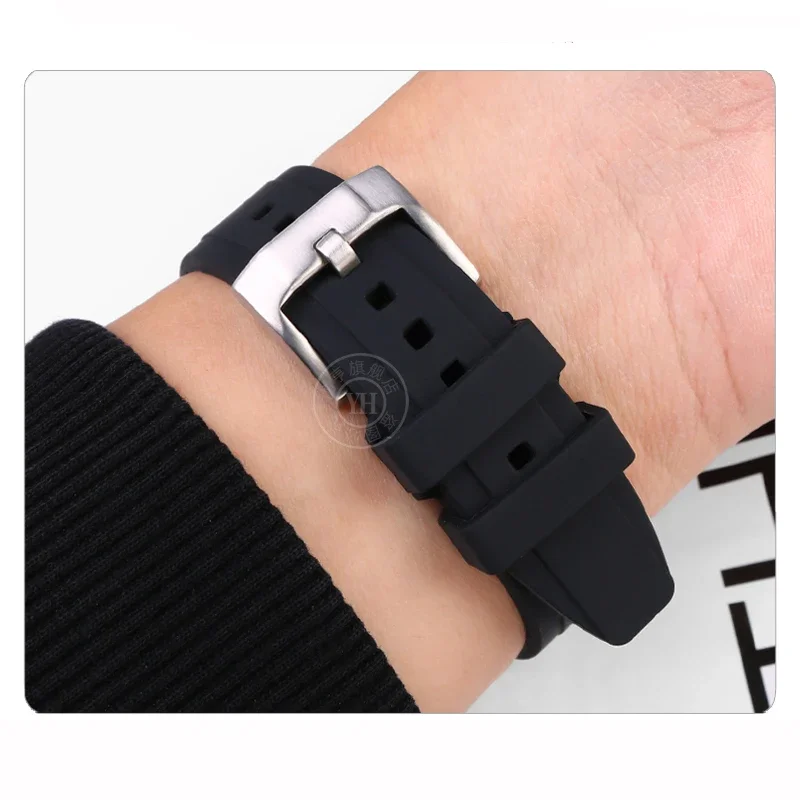 Curved End Rubber Watchband For Casio Swordfish Seiko Tissot Omega Waterproof Silicone Sport Watch Band Bracelet Strap 20 22mm