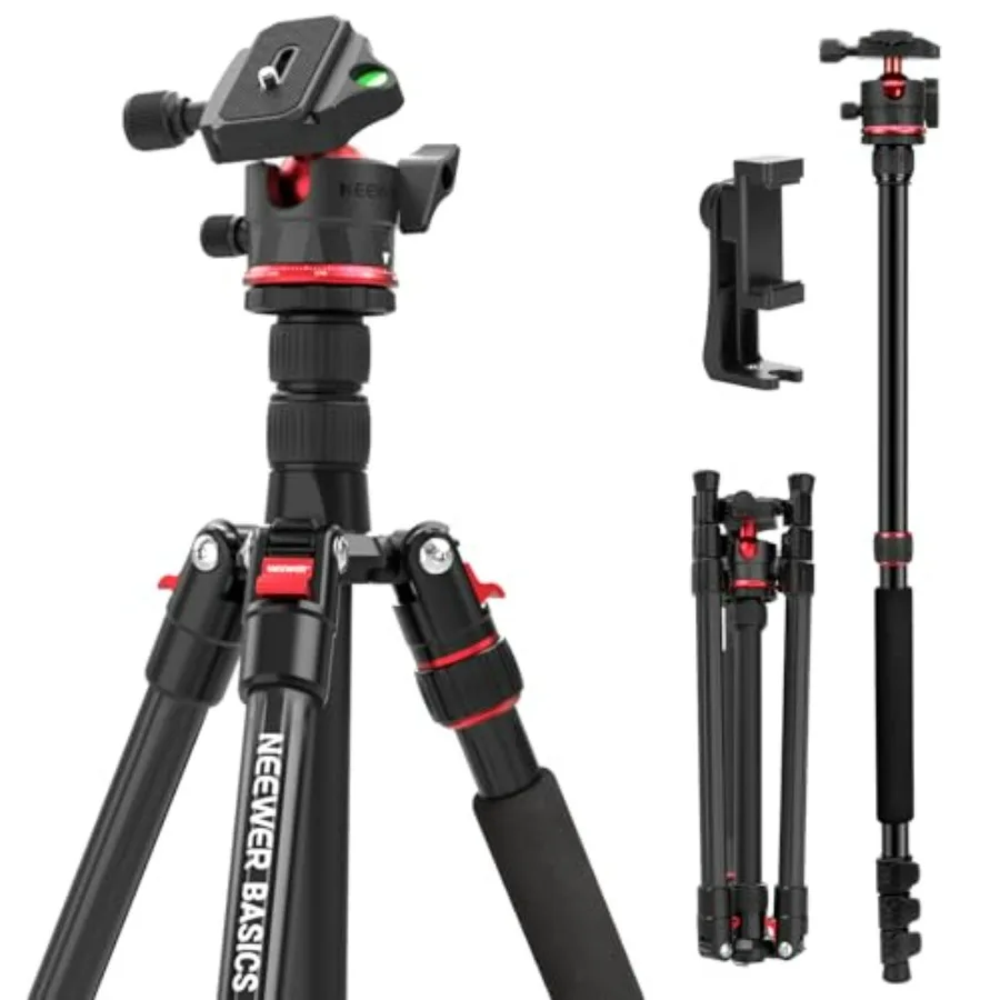 

72 Travel Tripod Monopod for Camera Compact Lightwght Portable Video Recording Stand with Arca Type Ball Head and Cell Phone Ho