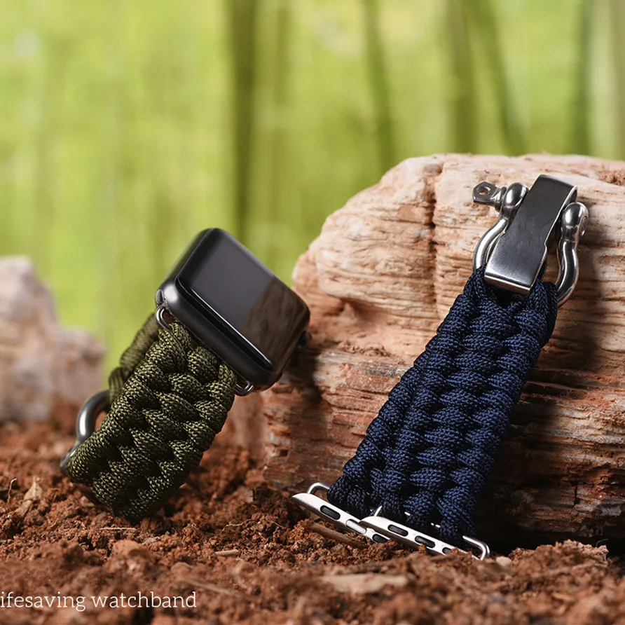 Cinturino in Nylon per cinturino Apple watch 44mm 40mm 45mm 41mm 42mm 38mm 49mm braccialetto sportivo con corda di sopravvivenza serie iWatch ultra 3 se 6 7 8