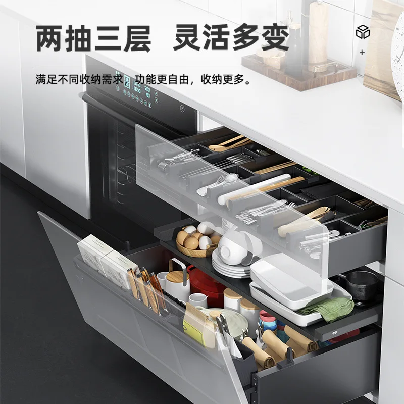 Kitchen basket aluminum alloy   can be drawn at will, horse riding t drawer  storage box, horse riding kitchen