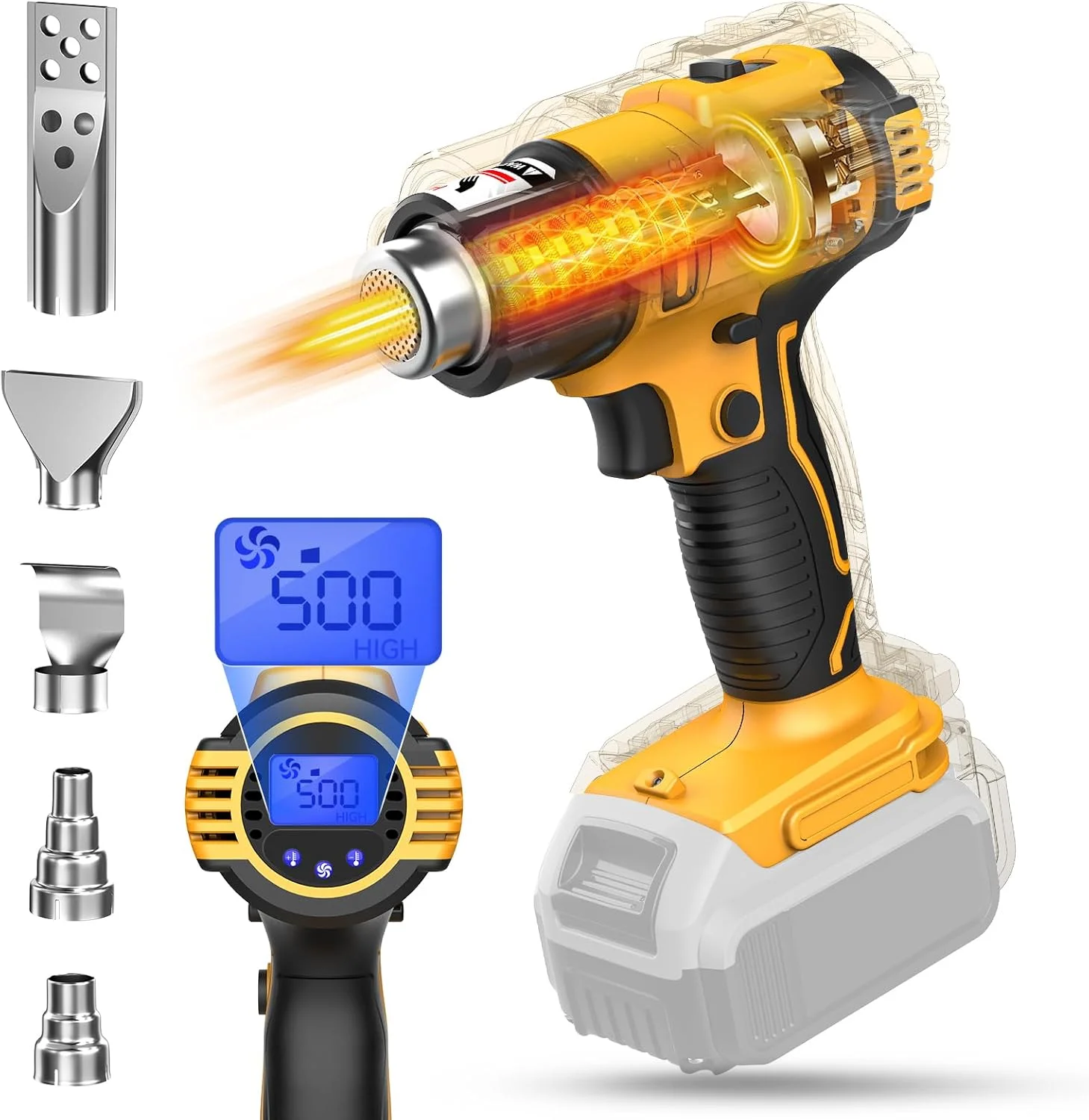 

350W Cordless Heat Gun Fast Heating Soldering Hot Air Gun with LCD Digital Display for Shrink Tubing ,Crafts, Epoxy Resin