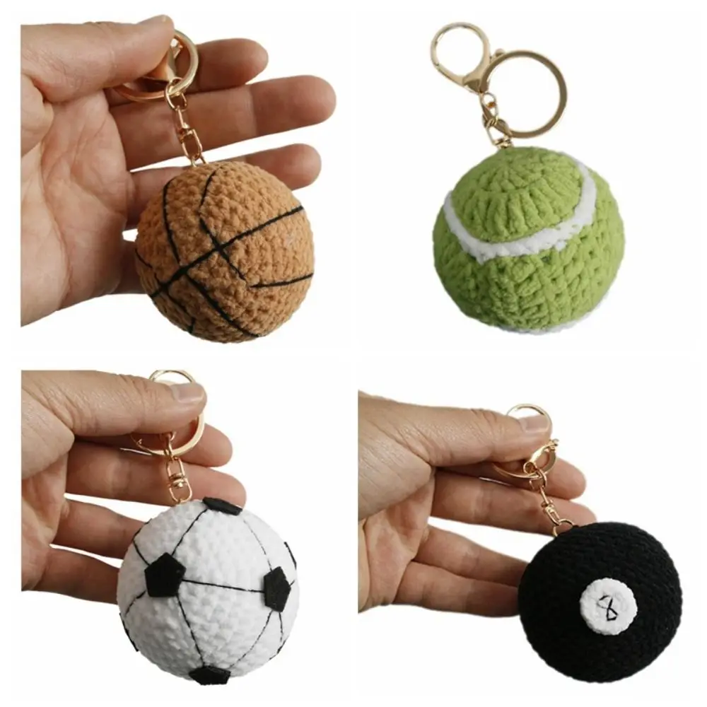 Tennis Baseball Crochet Soccer Keyrings Handmaking Billiards Rugby Knitting Basketball Keychain Cute Football