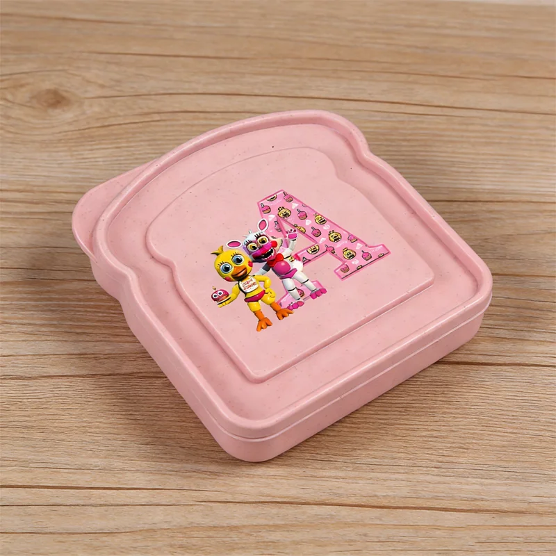 FNAF Bento Lunch Box Five Nights At Freddys Cartoon Anime Pattern A-Z Letter Printed Food Container Boys Girls Portable Lunchbox