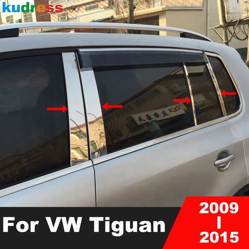

Window Center Pillar Cover Trim For Volkswagen vw Tiguan 2009-2013 2014 2015 Steel Car Window B C Pillars Post Strip Accessories