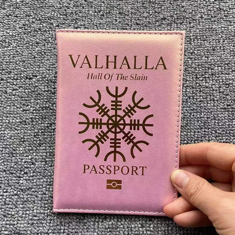 Valhalla Passport Cover Mythological Story Travel Wallet Covers for Passports Pu Leather Black Case Passport Protector