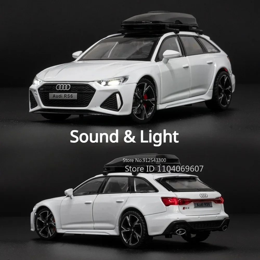 1/32 RS6 Car Model Toy Alloy Diecast Simulation with Shock Absorption Sound Light Door Opened Vehicle Model Birthday Kids Gifts