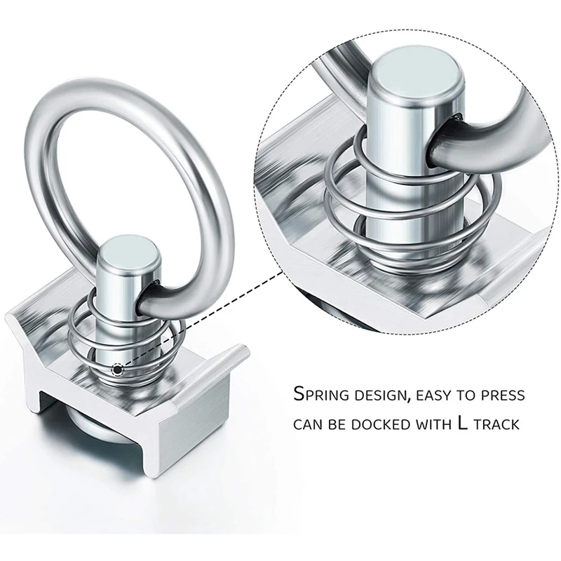 Single Stud Fitting L Track 4,000LB Capacity With Round Ring Keeper Cargo Control For Track Logistic Installation