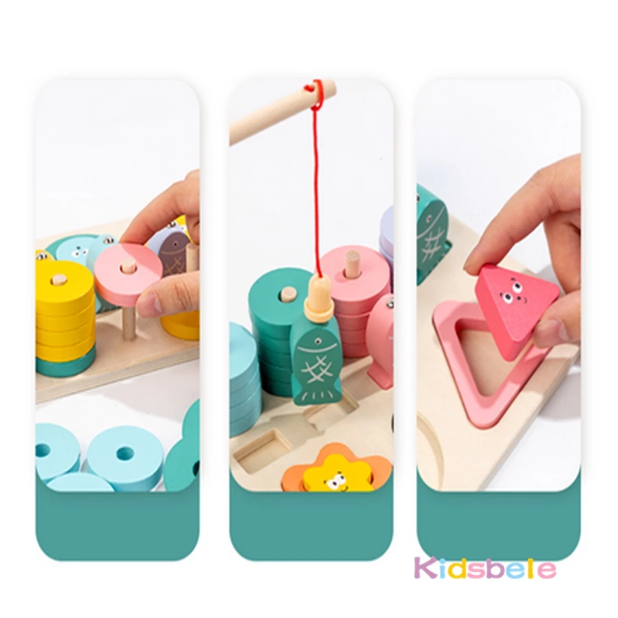 Montessori Holz Farbe Form Kognitive Klassifizierung Passende Spiel Hands-on Feinmotorik Spiel Angeln Spielzeug Für Kleinkind Jungen