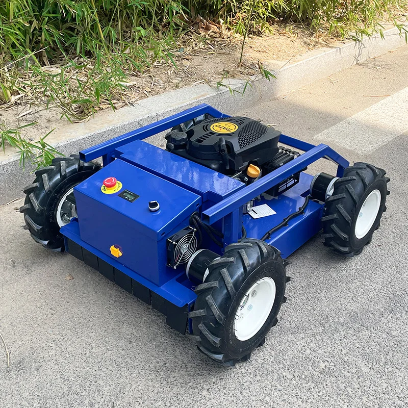 Robot cortacésped con control remoto de giro cero, todo terreno, con ruedas, personalizado, para uso doméstico, ahorro de energía y respetuoso con el medio ambiente