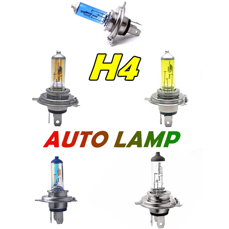 

2 Pcs H4 60/55W series Car clear Quartz Halogen Bulb Rainbow Blue white yellow light Fog Lamp 12V Hi/lo light Automobile lamp