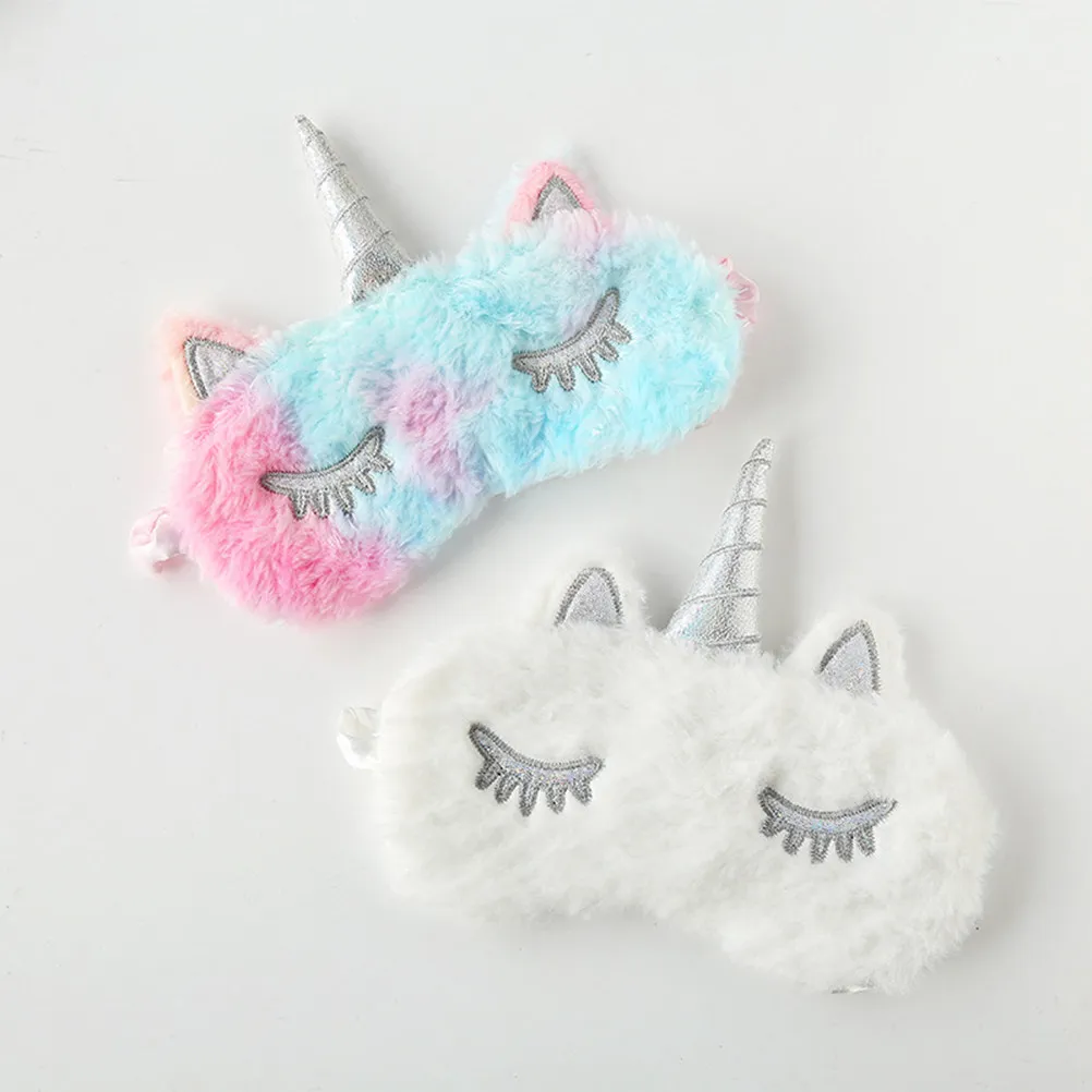 Horn Sleep Eye Mask Colorful Elastic Band Comfortable Travel Nap Cartoon Eye Patch Blindfold Shading