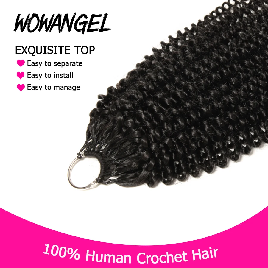 Afro Kinky Curly Crochet Braiding Human Hair Tight Curly Pre-Separated Knotless Feather Crochet Human Hair Extensions With Loop