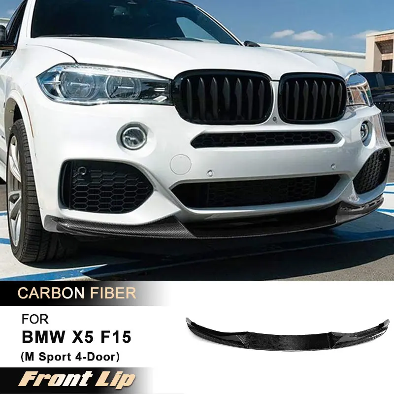 

Car Front Bumper Lip Spoiler for BMW X5 F15 M Sport 4-Door 2014-2018 Racing Front Lip Chin Apron Body Kits Full Carbon Fiber