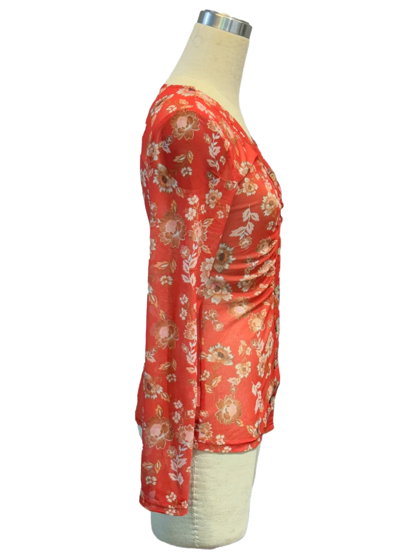 Europe, America 2025 Autumn and Winter New Printed Shirt Women's Slim and Thin Retro Temperament Commuter Top