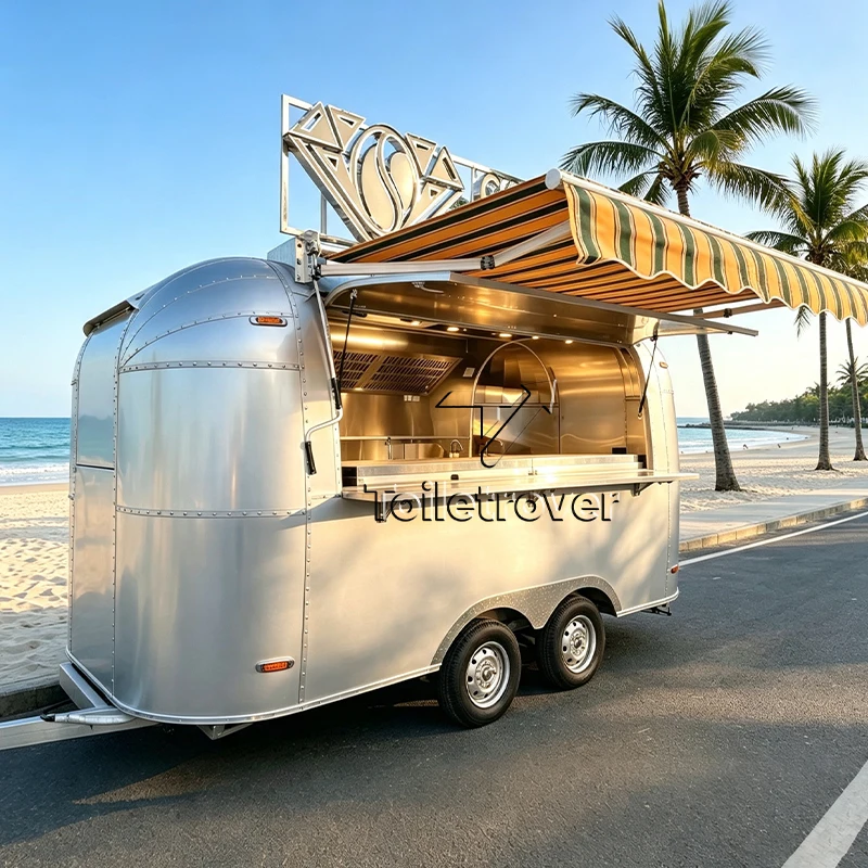 Commercial Kitchen Trailer - Kommerzieller Imbisswagen-Anhänger, Kaffee-Foodtruck, Crêperie-Dessert-Mobilanhänger mit Vollausstattung
