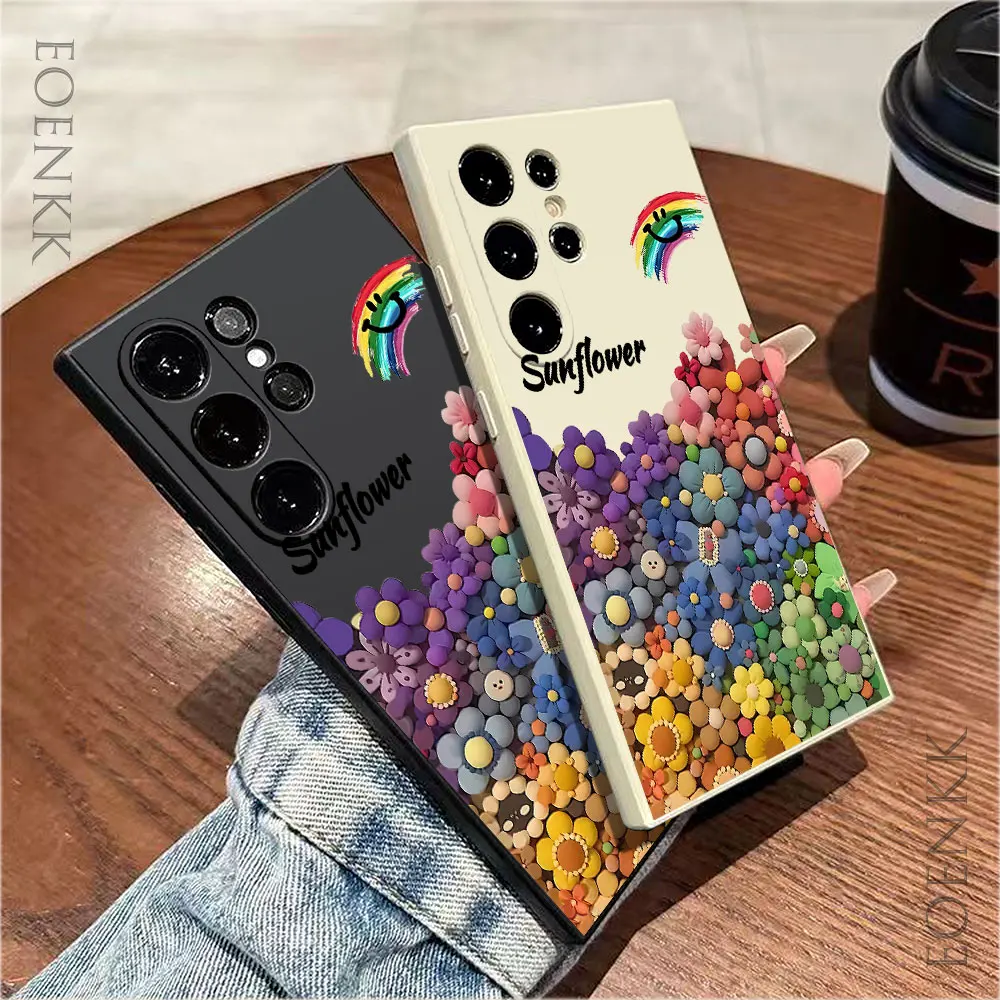 TPU Floral Phone Case For Samsung Galaxy S25 S24 S23 S22 S21 S20 Ultra FE Plus Note 10 20 Lite 5G Soft Silicone Bottom Cover