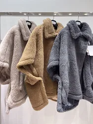 2023 Winter New Women's Wear Classic Solid Color Double-Sided Design Loose Comfortable Cloak 1106