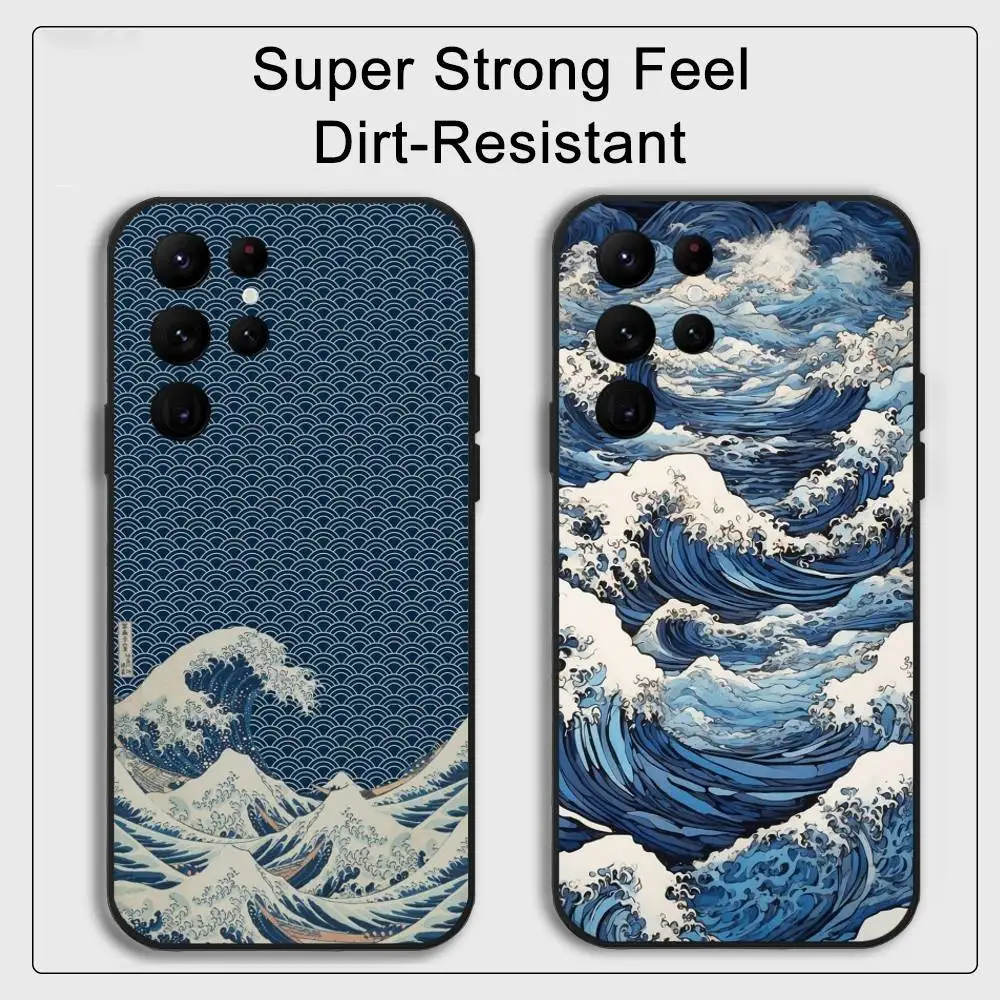 Grande onda kanagawa anime caso de telefone para telefone série s s20 s21 s22 s23 s24 fe plus ultra tpu macio para pele-amigável capa