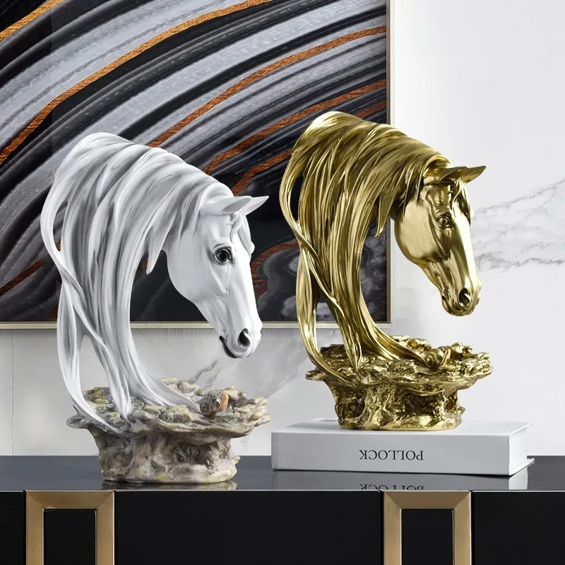 

1pc Realistic Resin Horse Head Statue, TV Cabinets, Shelves, Desks and Bedrooms, Indoor/outdoor Decor, Horse Decor. Sculpture