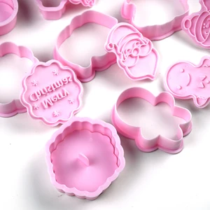 Natal Papai Noel Plastic Cookie Press, Molde De Biscoito, Cookie Stamp, Confeitaria Cozimento De Cozinha, Ferramentas De Pastelaria, 8 Pcs 8 principais vendas formas biscuit - №1