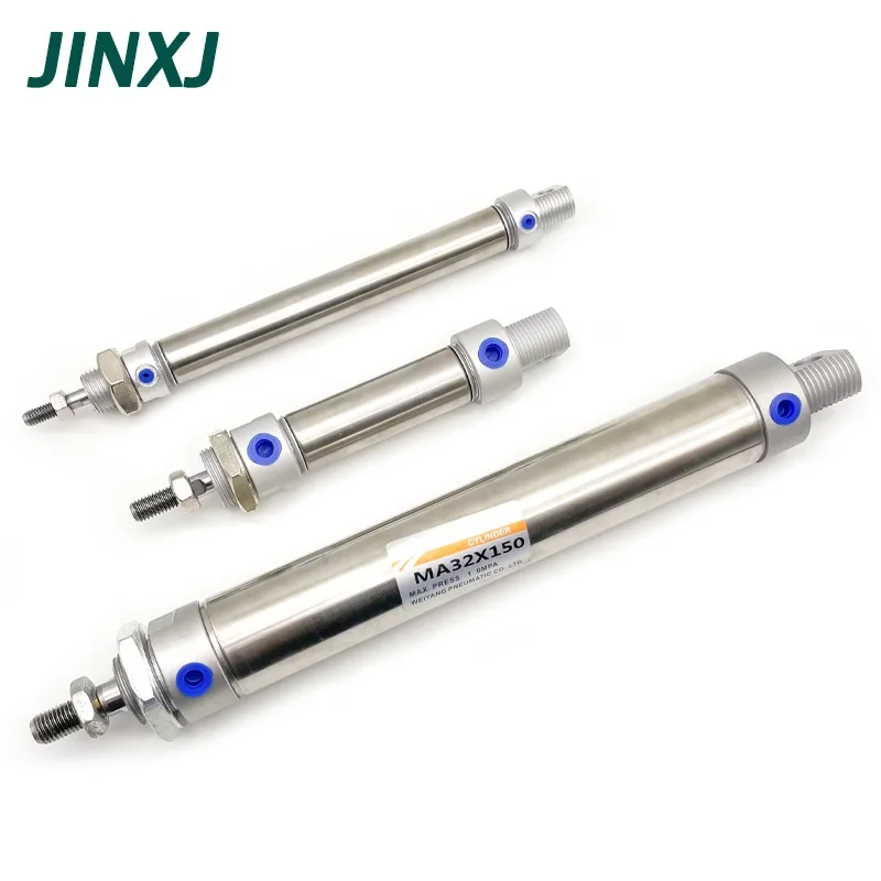 HLH Small Pneumatic Cylinder Stainless Steel MA16/20/25/32/40mm Bore With Magnetic Ring 10-500mm Stroke CA Type Mini Air Cylinde