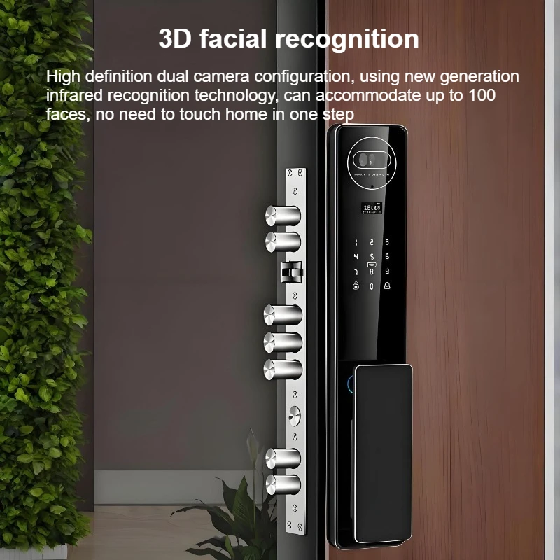 Waterproof Moisture Proof CNC Smart Lock 3D Face Recognition Fingerprint Video Intercom Monitoring Keyless Entry Door Lock