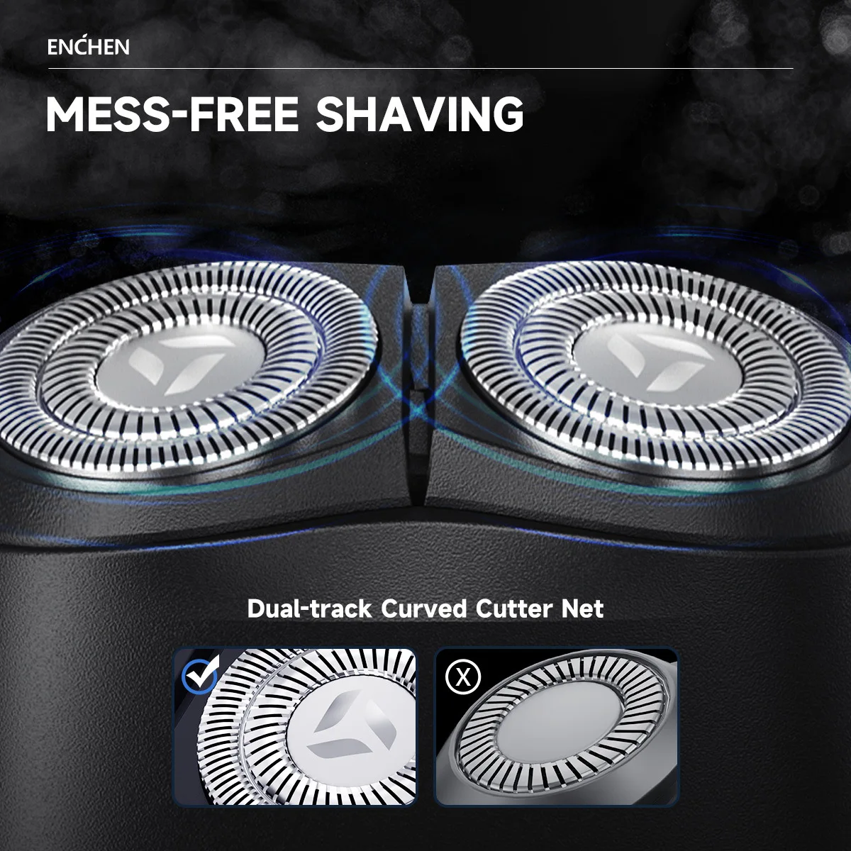 Электробритва ENCHEN K3 с двусторонними гибкими головками, зарядным портом типа C и съемной бритвенной головкой, легко чистится