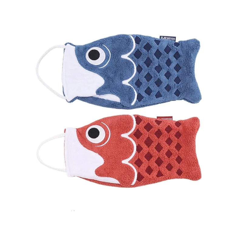 Handuk Tangan Gantung Bentuk Ikan Koi Kartun Lucu, Handuk Tangan Super Serap untuk Rumah Tangga, Kamar Mandi, Anak-Anak, Handuk Dapur Persegi