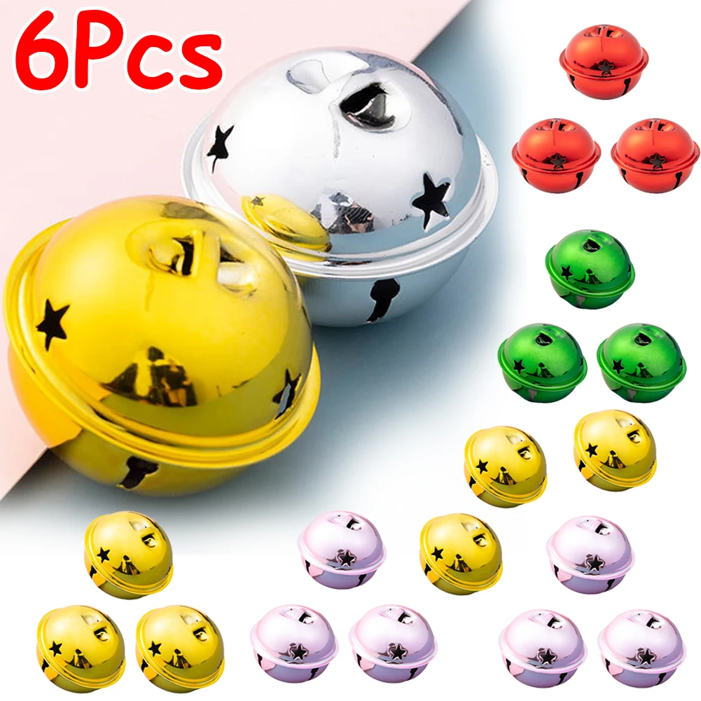 6 قطعة أجراس جلجل عيد الميلاد 40 مللي متر نجمة خماسية جلجل أجراس زخرفية معدنية أجراس زخرفية لتزيين العطلة