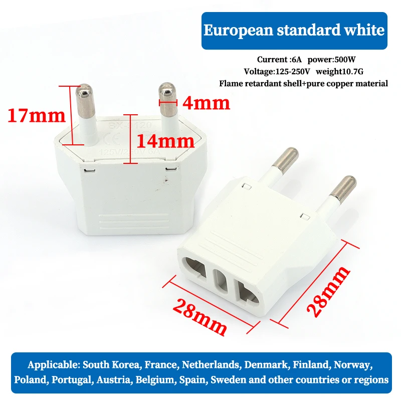 EU Euro KR Plug Adapter US to EU Plug Adapter Travel KR EU Adapter Electric EU KR Plug Converter Power Sockets AC Outlet