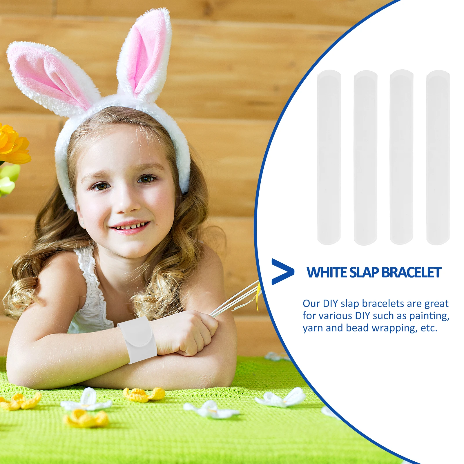 

100pcs Slap Bracelets White Snap Kids Party Favors Gifts DIY Decorate Bulk Stylish Fun Beautiful School Birthday