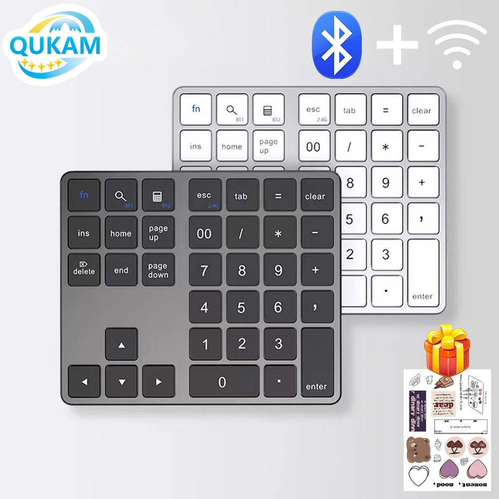 

Новая цифровая клавиатура для учета 2025, 2,4 ГГц, беспроводная клавиатура для Apple iPad Xiaomi, телефона, ПК, планшета, перезаряжаемая цифровая Bluetooth