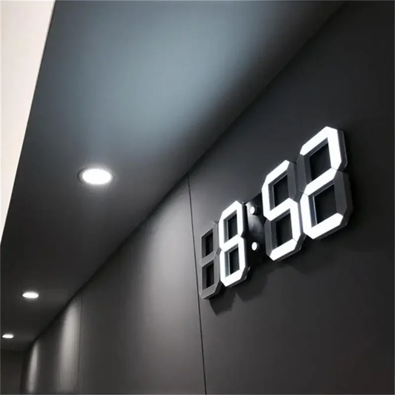 Mecanismo Kit Reloj Pared 3D LED Watch Wall Clock Modern Digital Alarm Clocks Display Home Living Room Office Table Desk Night