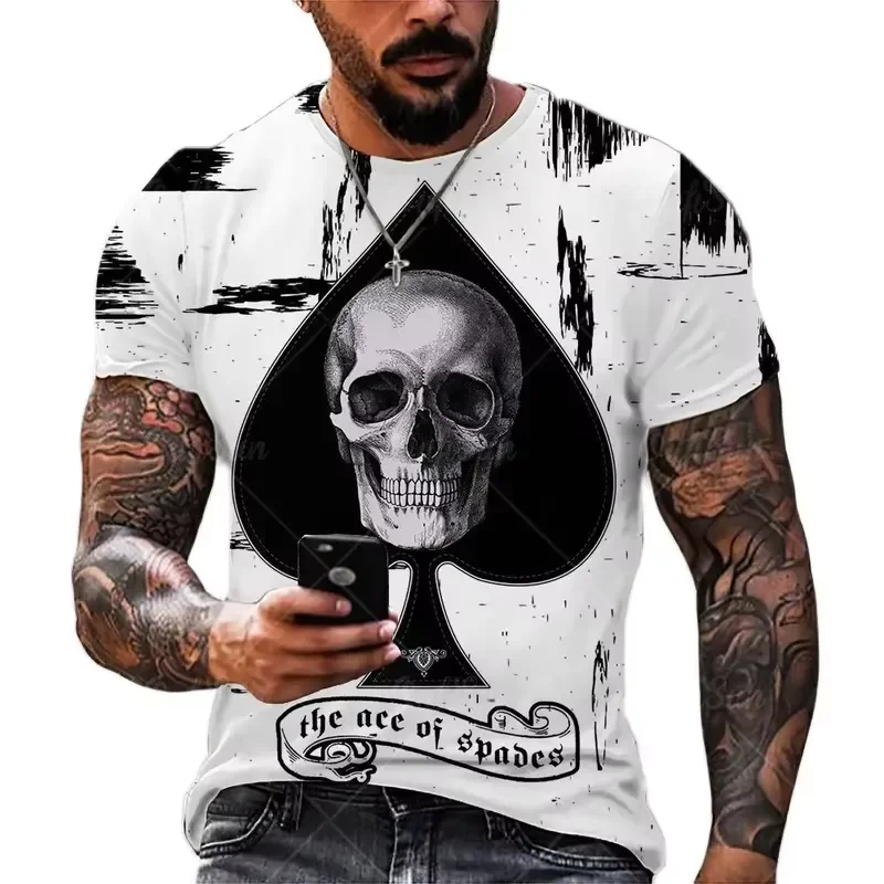 3D Digital Print Fashion Ace of Spades Poker Men T Shirt Summer Polyester Oversized Tee Streetwear Trendy Top 2026