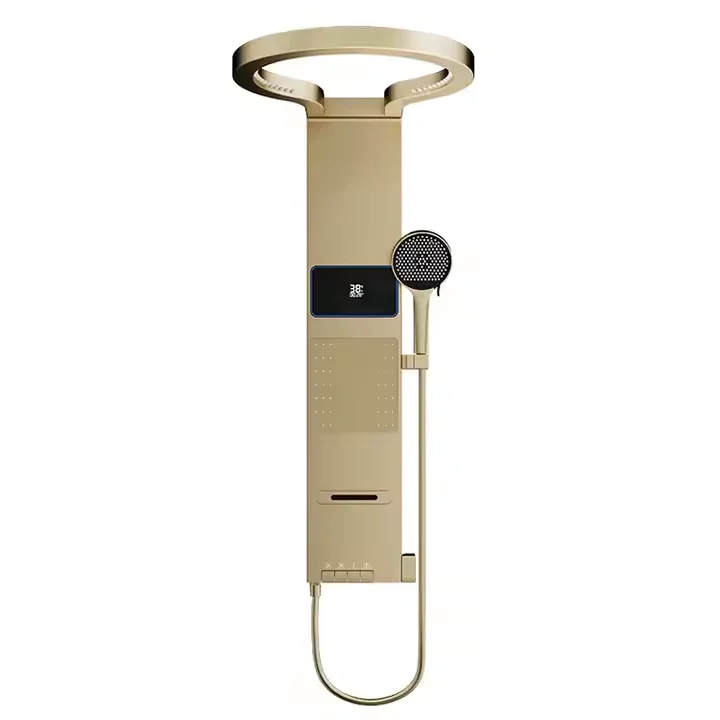 ชุดฝักบัวอาบน้ำทรงกลมทันสมัย พร้อมหัวฝักบัวนวดแบบนุ่มนวล หัวฝักบัวแบบเรนชาวเวอร์สีเทา ชุดน้ำตกสำหรับโรงแรม แกนวาล์วเซรามิก