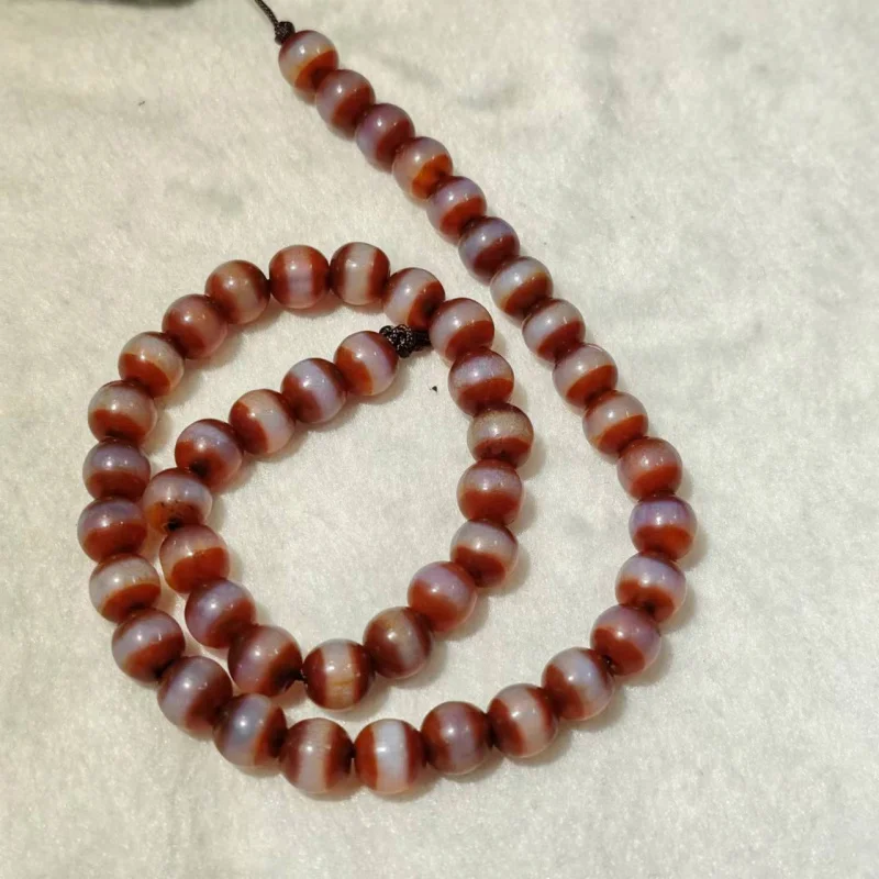 Penetrating Red Meat First-Line Pharmacist Agate Dzi Necklace Pendant Bracelet Round Bead Accessories