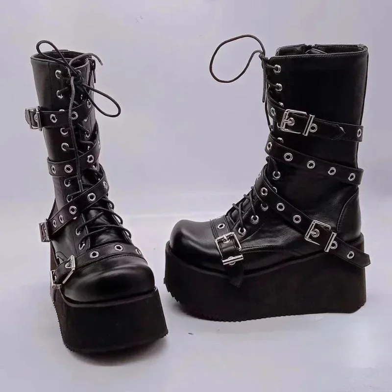 Women Boots Cosplay Mid-calf Boots High Platform Wedges Boot 2024 New Designer Gothic Shoes for Women Botas Comfy Women Boots