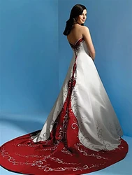 Vintage Red and White Gothic Wedding Dresses Beaded Embroidery Lace-up Corset Western Country Two Tone Bridal Gown Plus Size